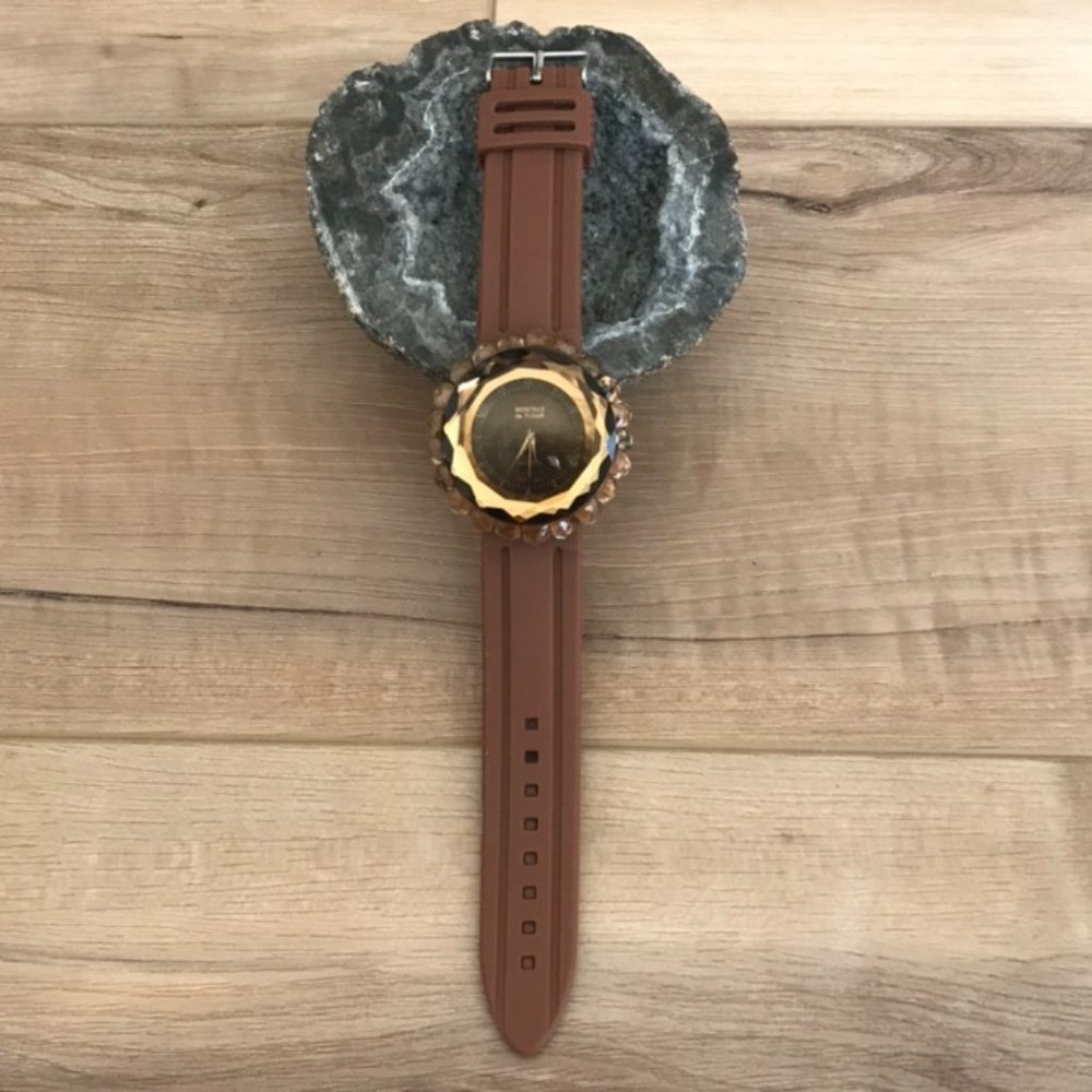 Montres De Fleur Brown Silicone and Stainless Steel Watch!! Brand New!!